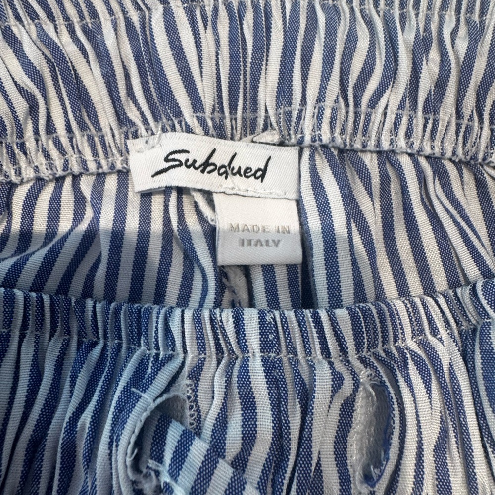 Subdued Blue White Striped Top